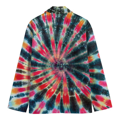 Black Backed Tie Dye Print Men's Cotton Blazer