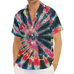 Black Backed Tie Dye Print Men's Deep V-Neck Shirt