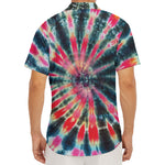 Black Backed Tie Dye Print Men's Deep V-Neck Shirt