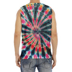 Black Backed Tie Dye Print Men's Fitness Tank Top