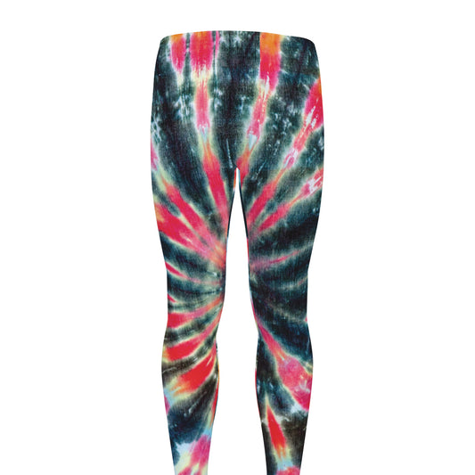 Black Backed Tie Dye Print Men's leggings