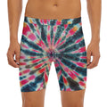 Black Backed Tie Dye Print Men's Long Boxer Briefs