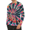 Black Backed Tie Dye Print Men's Long Sleeve Rash Guard