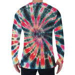 Black Backed Tie Dye Print Men's Long Sleeve T-Shirt