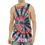 Black Backed Tie Dye Print Men's Muscle Tank Top