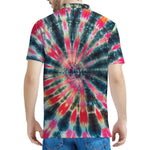 Black Backed Tie Dye Print Men's Polo Shirt