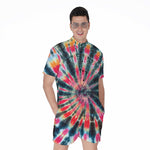 Black Backed Tie Dye Print Men's Rompers
