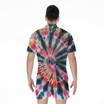 Black Backed Tie Dye Print Men's Rompers