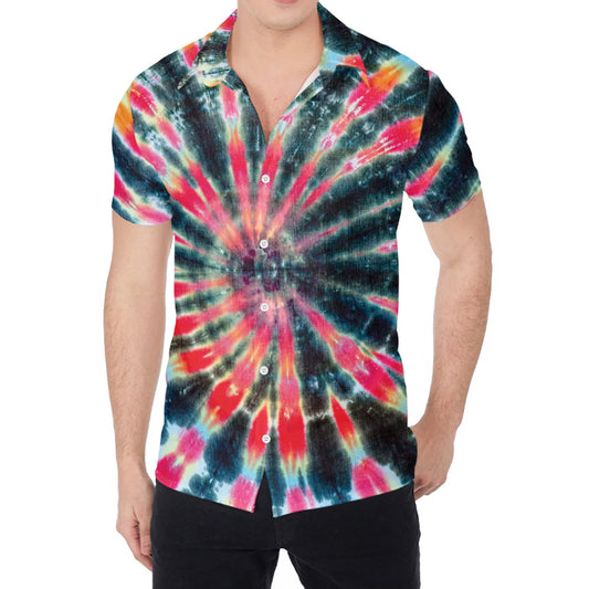 Black Backed Tie Dye Print Men's Shirt