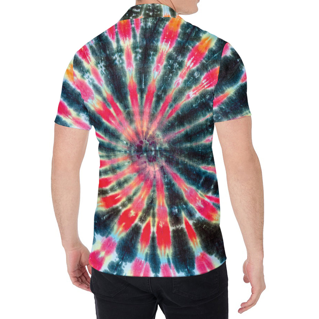 Black Backed Tie Dye Print Men's Shirt