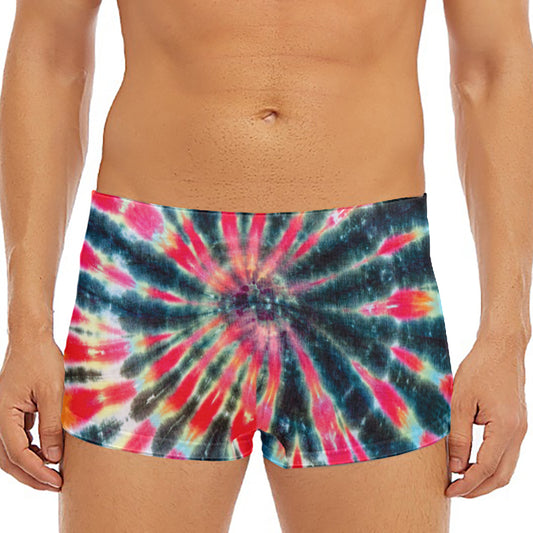 Black Backed Tie Dye Print Men's Short Boxer Briefs