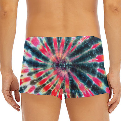 Black Backed Tie Dye Print Men's Short Boxer Briefs