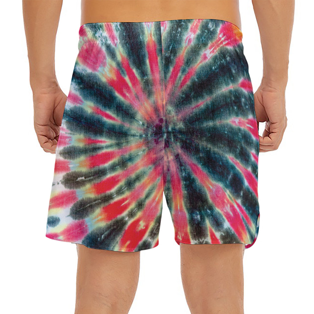 Black Backed Tie Dye Print Men's Split Running Shorts