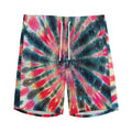 Black Backed Tie Dye Print Men's Athletic Shorts