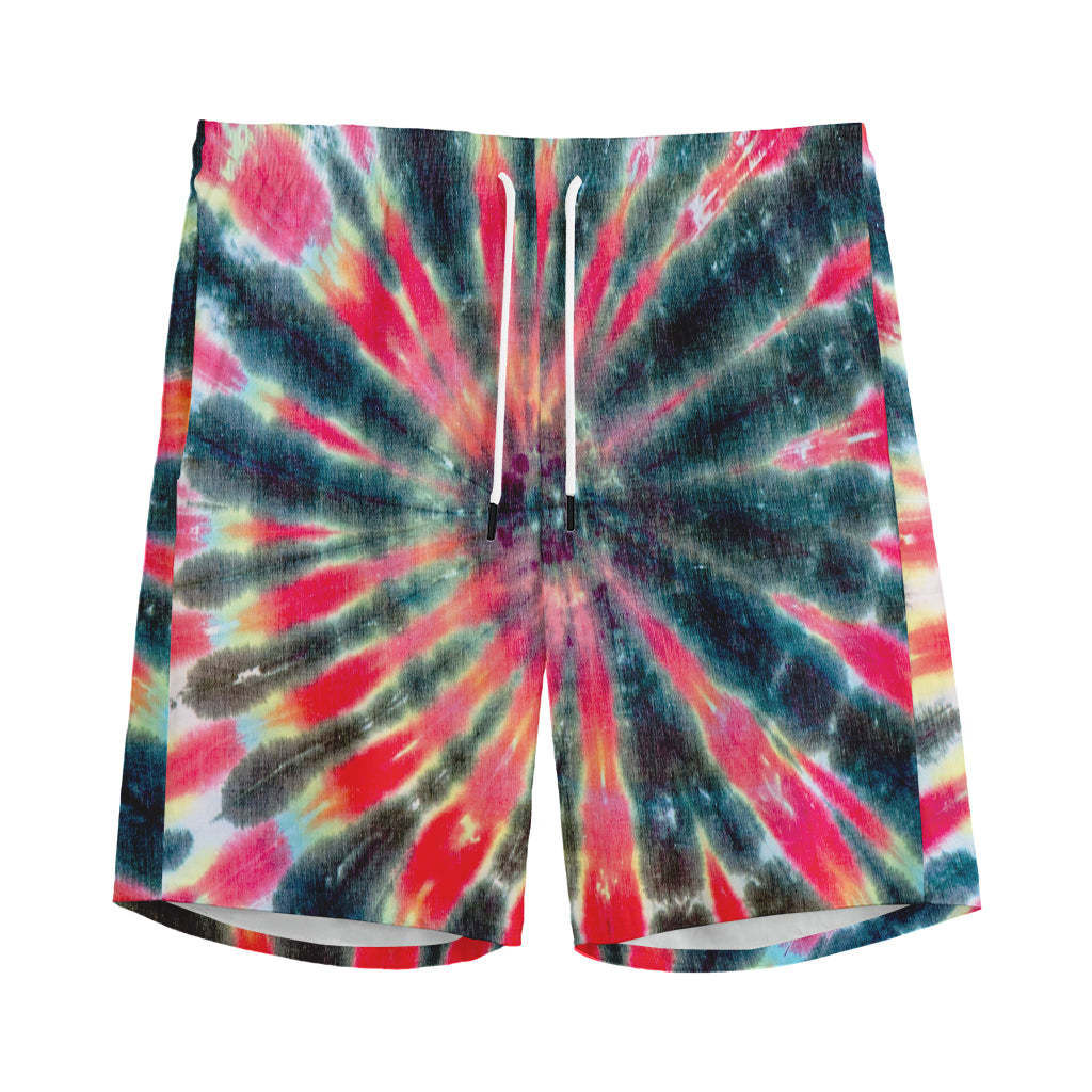 Black Backed Tie Dye Print Men's Sports Shorts