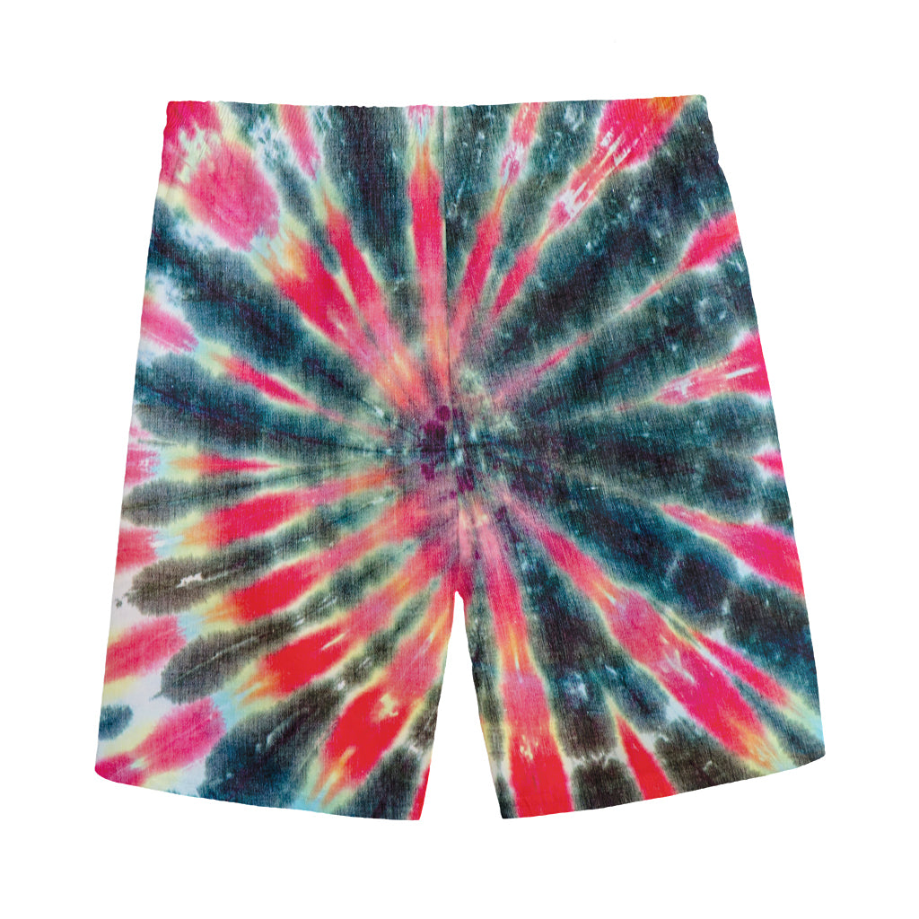 Black Backed Tie Dye Print Men's Sports Shorts