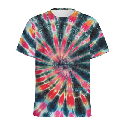 Black Backed Tie Dye Print Men's Sports T-Shirt