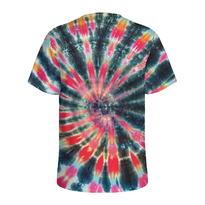 Black Backed Tie Dye Print Men's Sports T-Shirt