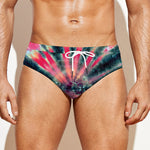 Black Backed Tie Dye Print Men's Swim Briefs