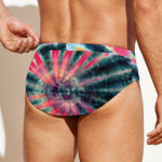 Black Backed Tie Dye Print Men's Swim Briefs