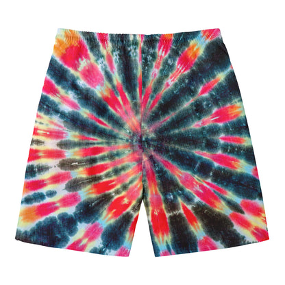 Black Backed Tie Dye Print Men's Swim Trunks