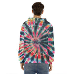 Black Backed Tie Dye Print Men's Velvet Pullover Hoodie