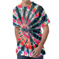 Black Backed Tie Dye Print Men's Velvet T-Shirt
