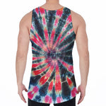 Black Backed Tie Dye Print Men's Velvet Tank Top