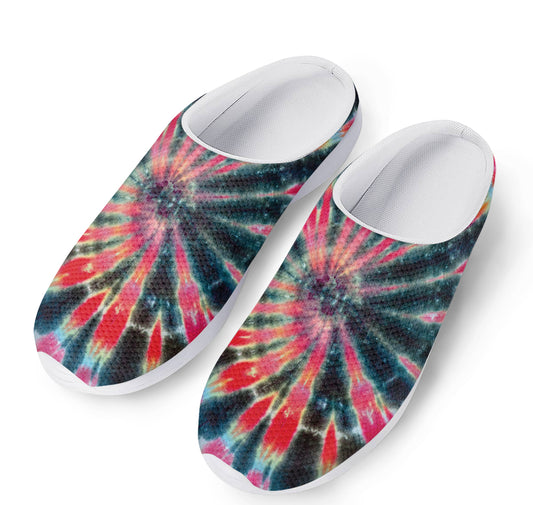 Black Backed Tie Dye Print Mesh Casual Shoes