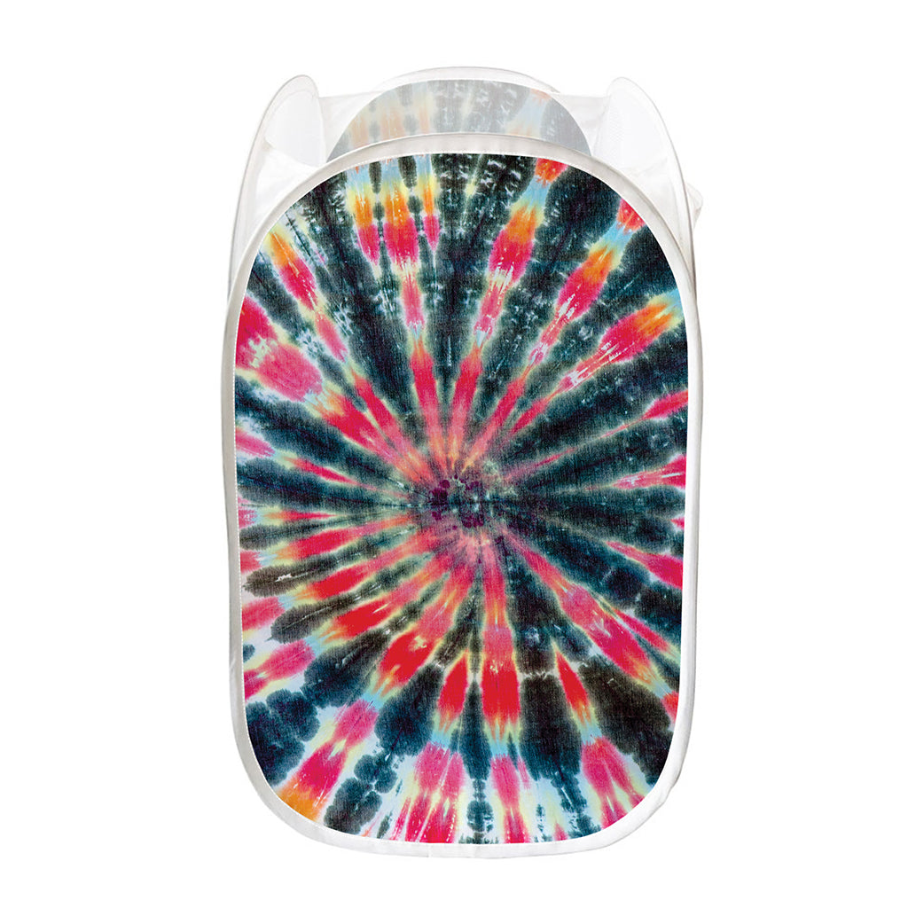 Black Backed Tie Dye Print Mesh Laundry Hamper