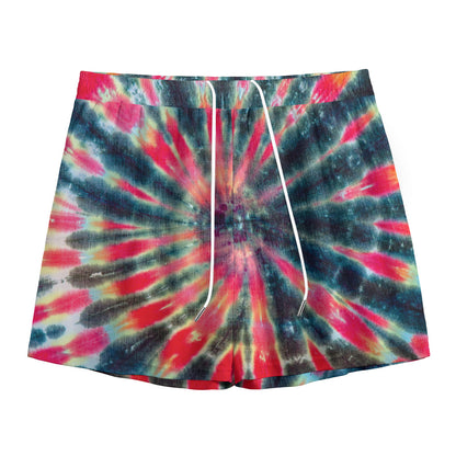 Black Backed Tie Dye Print Mesh Shorts
