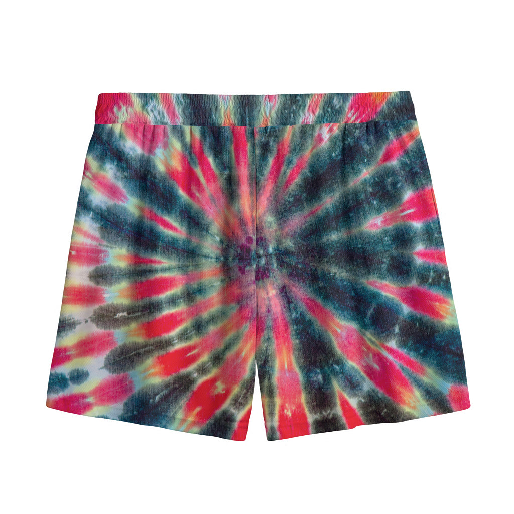 Black Backed Tie Dye Print Mesh Shorts