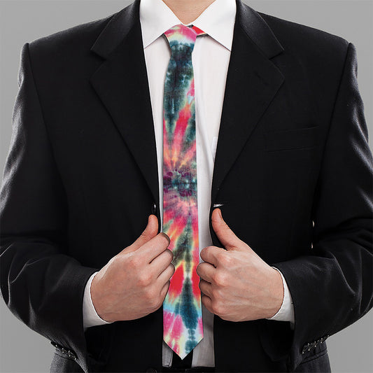 Black Backed Tie Dye Print Necktie