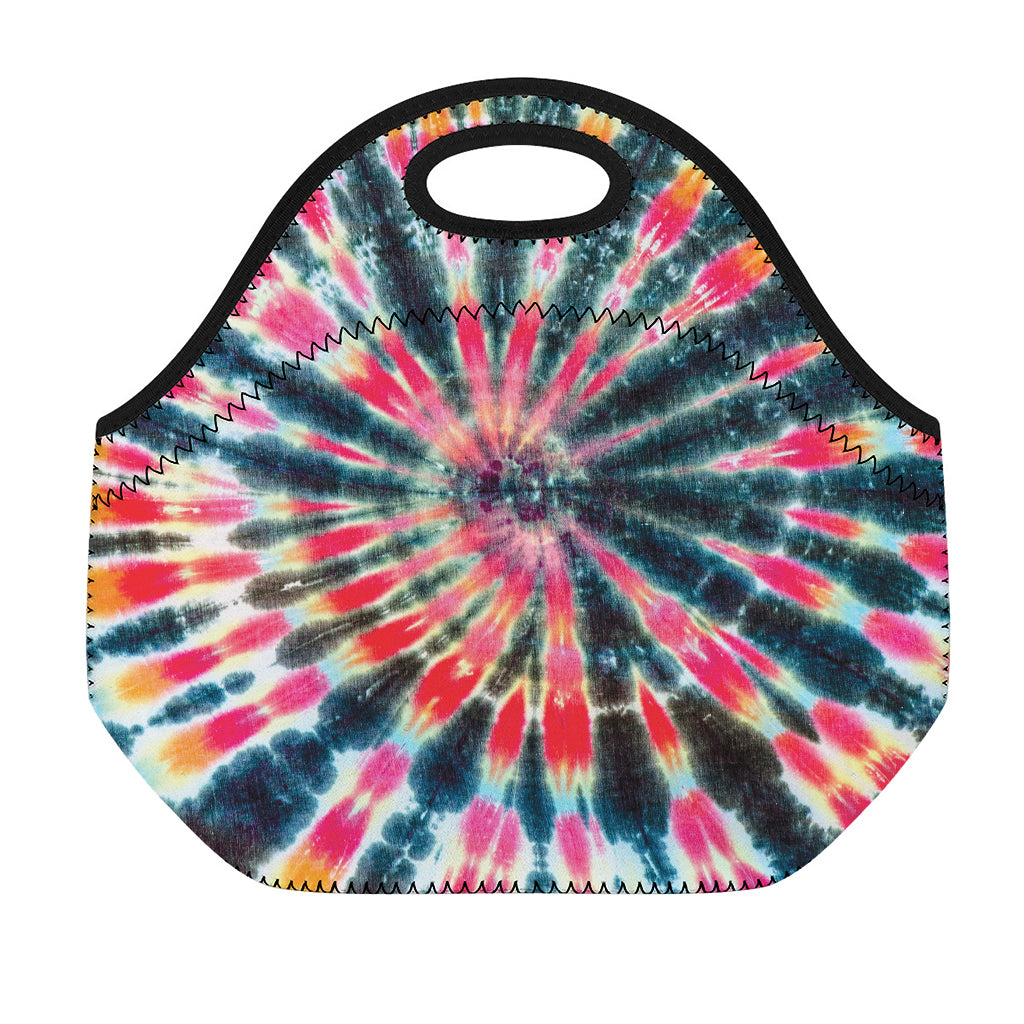 Black Backed Tie Dye Print Neoprene Lunch Bag
