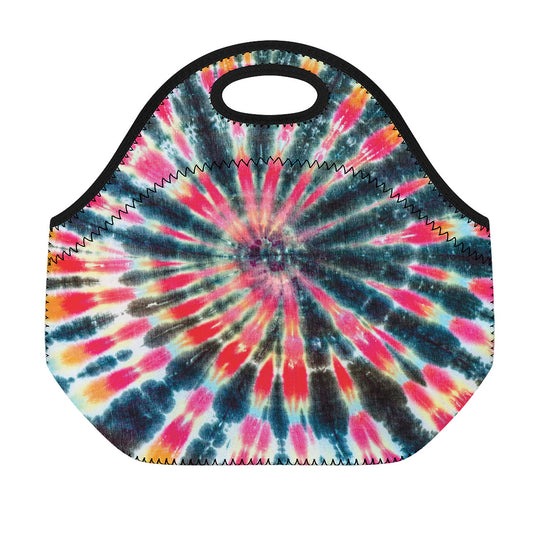Black Backed Tie Dye Print Neoprene Lunch Bag