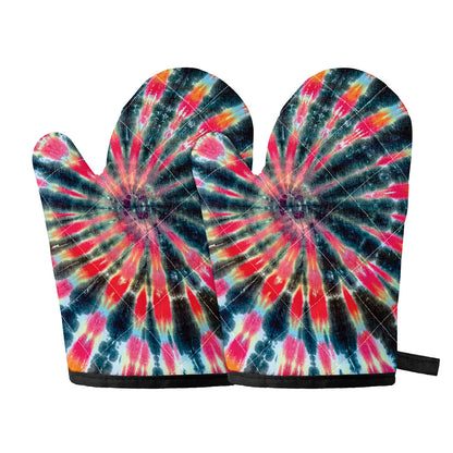 Black Backed Tie Dye Print Oven Mitts