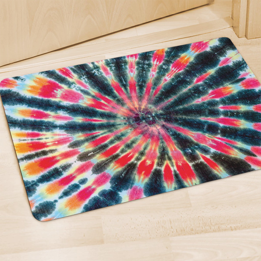 Black Backed Tie Dye Print Polyester Doormat