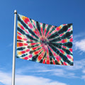 Black Backed Tie Dye Print Polyester Flag