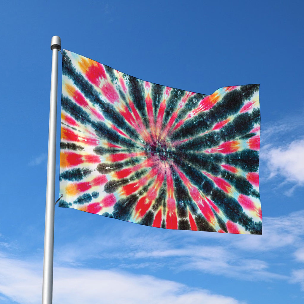 Black Backed Tie Dye Print Polyester Flag