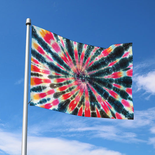 Black Backed Tie Dye Print Polyester Flag
