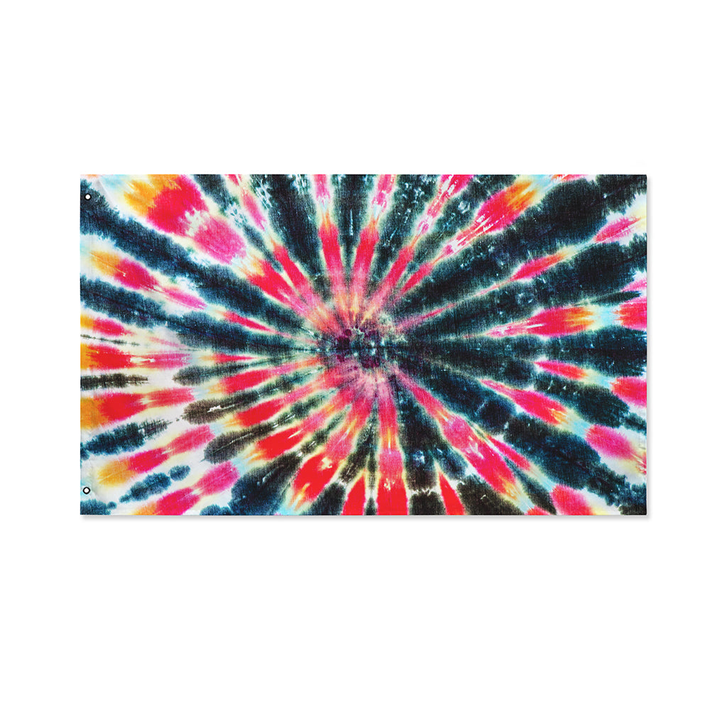 Black Backed Tie Dye Print Polyester Flag