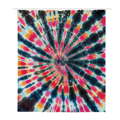 Black Backed Tie Dye Print Polyester Shower Curtain