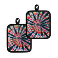 Black Backed Tie Dye Print Pot Holders