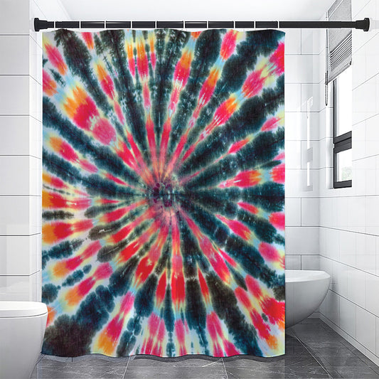 Black Backed Tie Dye Print Premium Shower Curtain