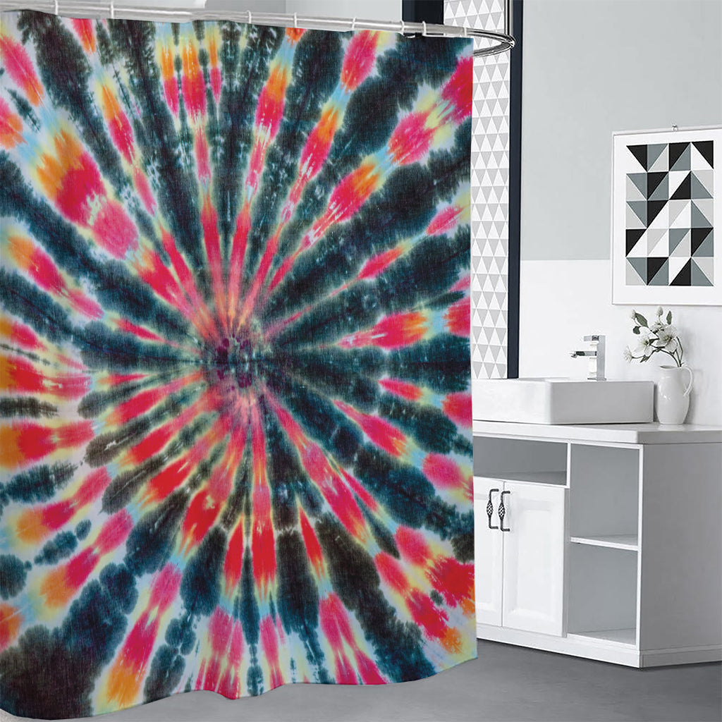 Black Backed Tie Dye Print Premium Shower Curtain