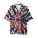 Black Backed Tie Dye Print Rayon Hawaiian Shirt
