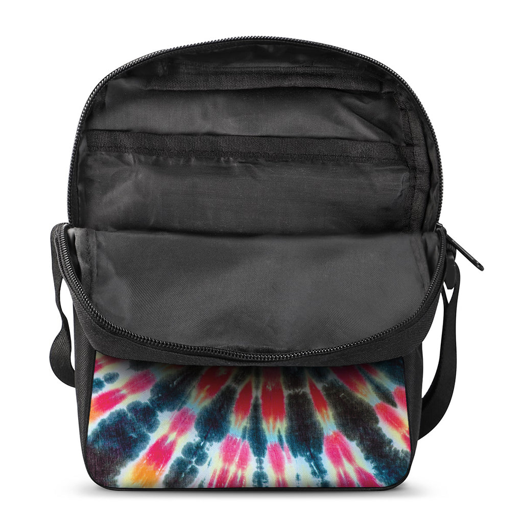 Black Backed Tie Dye Print Rectangular Crossbody Bag