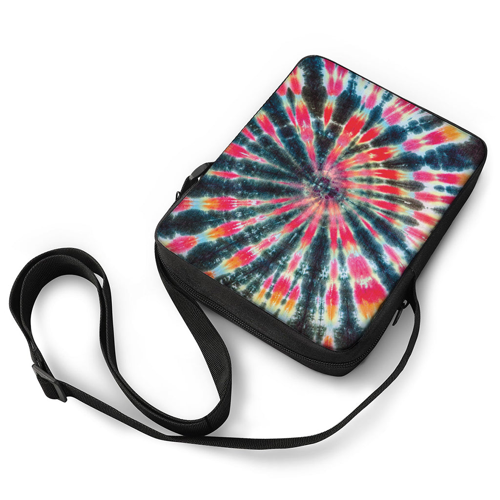 Black Backed Tie Dye Print Rectangular Crossbody Bag