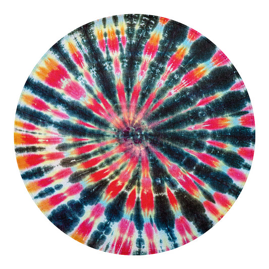 Black Backed Tie Dye Print Round Blanket