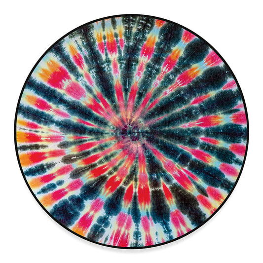 Black Backed Tie Dye Print Round Floor Mat